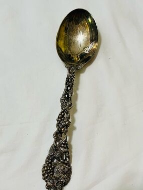 Decorative Silver-Tone Floral Serving Spoon - Silver